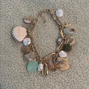 NEW WITH BOX House of Harlow 1960 glass pearl natural shell bracelet